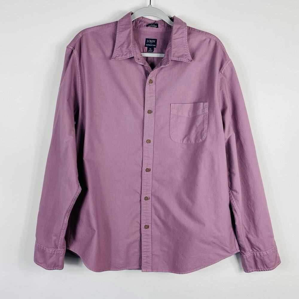 J. Crew Button Shirt Men's XL Purple Long Sleeve Slim Untucked Garment Dye AQ243